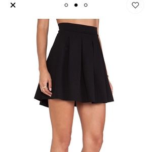 Black pleated skater skirt with gold Zipper.